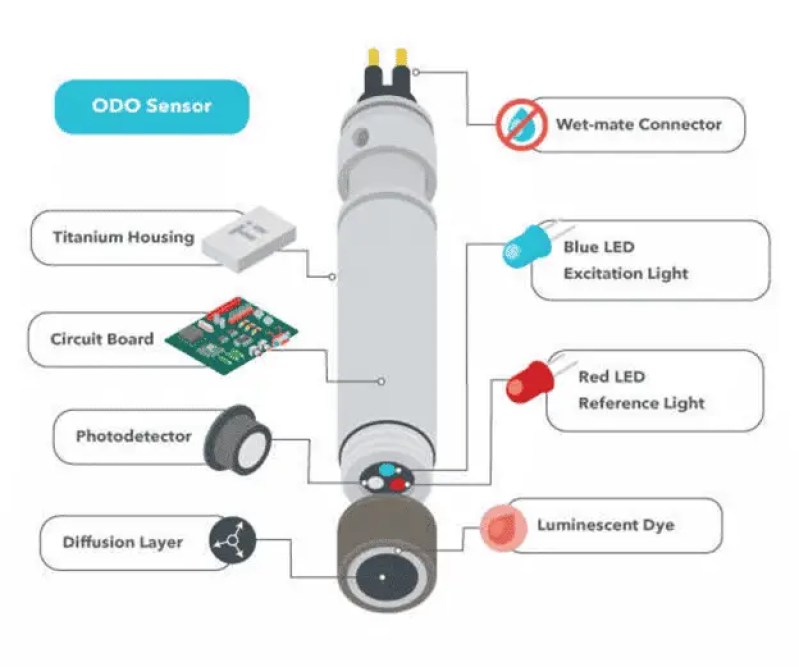 Varios tipos de sensores utilizados en la planta de tratamiento de agua