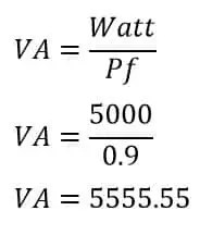 Calculadora de conversión de vatios a VA y convertir W a VA