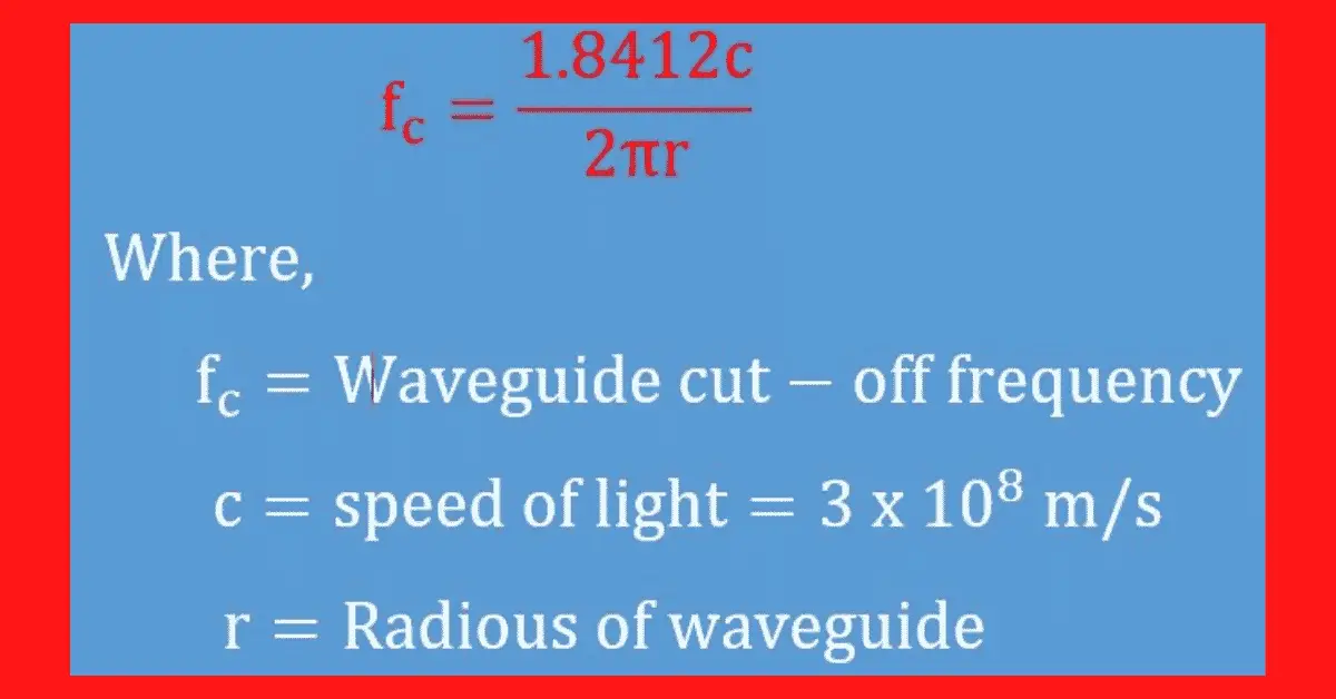 Calculadora de frecuencia de corte de guía de onda circular