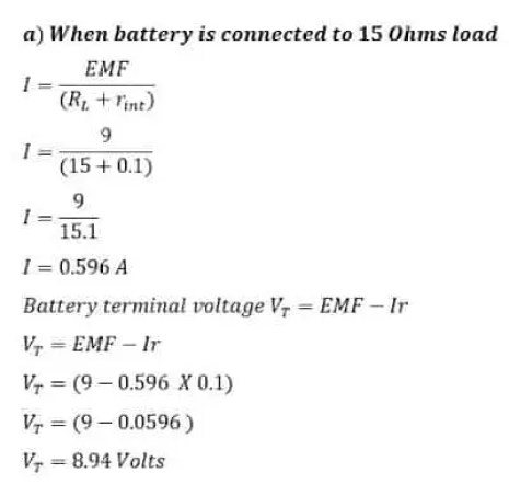 ¿Por qué el voltaje terminal es menor que EMF durante la descarga de la batería?