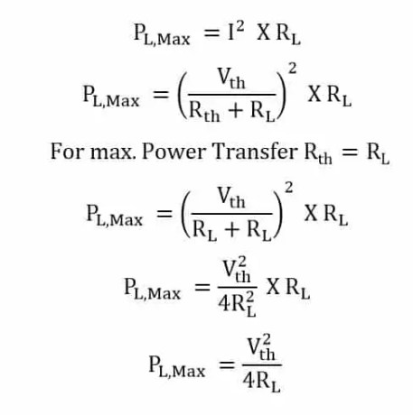 Teorema de transferencia de máxima potencia | Prueba, Fórmula