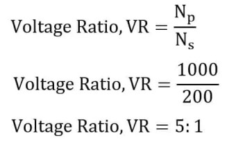 Calculadora de cálculo de la relación de voltaje del transformador