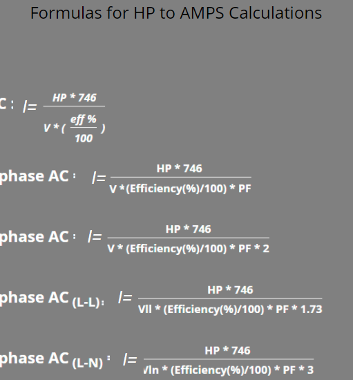 HP a amperios y amperios a HP - Calculadora de conversión
