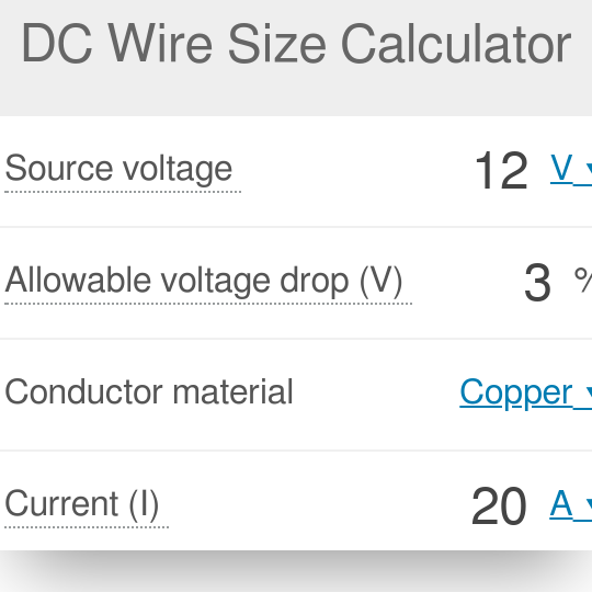 Calculadora de caída de voltaje CA y CC AS/NZS 3008 |