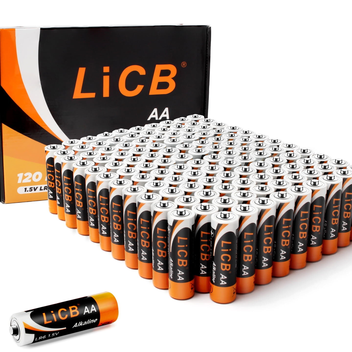 ¿Cuántos voltios es una batería AA? Paquete económico de pilas alcalinas AA LiCB (paquete de 120), pilas doble A de larga duración de 1,5 voltios para empresas y hogares